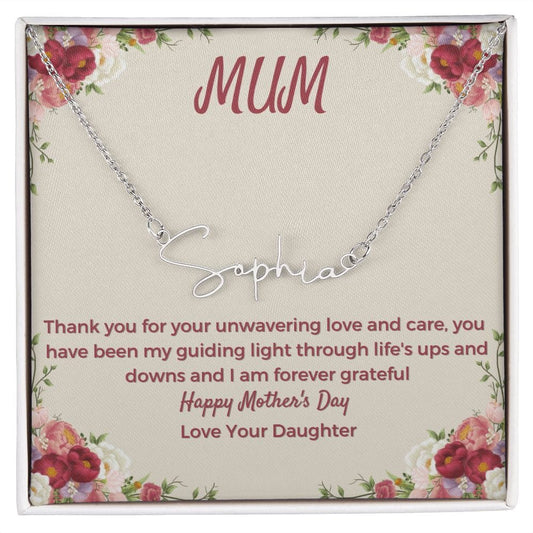 Signature Name Necklace (To Mum From Daughter) - Dazora Jewels  - Dazora Jewels 