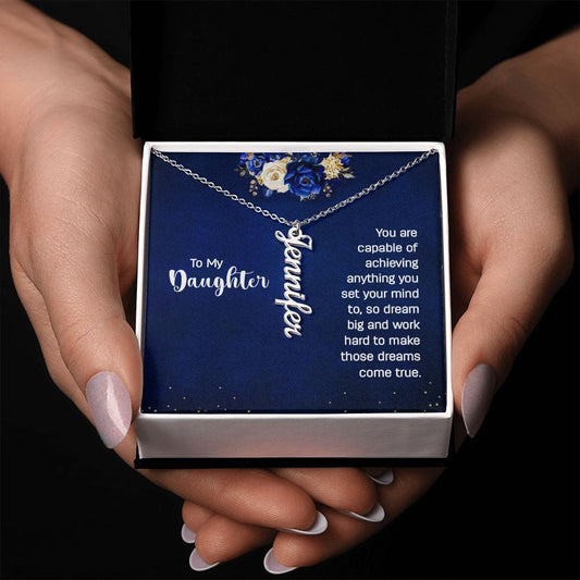 Daughter Vertical Name Necklace - Dazora Jewels  - Dazora Jewels 